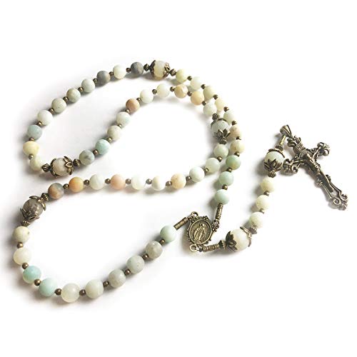 Beautiful Amazonite Stone Rosary Beads Catholic for Women With Miraculous Medal Centerpiece - Catholic Rosary - Rosarios Catolicos Para Mujer - Catholic Gifts Women - Rosario Regalos Para Mujer - Rosary Necklace for Women - Catholic Gift2