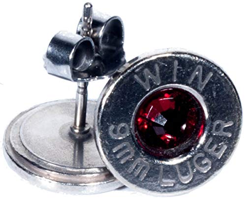 9mm Palladium Plated Stud Earrings w/BirthStone Crystals- (1 Pair Various Headstamps)