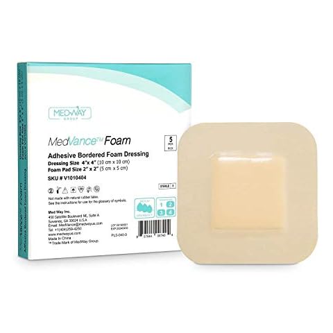 MedVance TM Foam - Bordered Adhesive Hydrophilic Foam Dressing 10 cm x 10 cm (5 cm x 5 cm Pad) Box of 5 dressings Cover