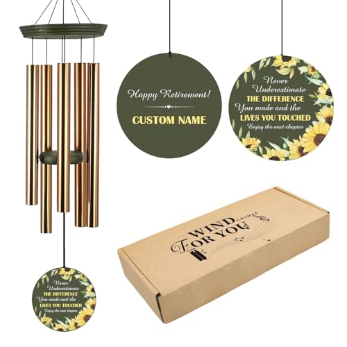 Image of ASTARIN Personalized Happy Retirement Wind Chimes, Tree of Life Retirement Wind Spinner Gift for Women /Men Teacher Coworker 2026, Going Away Farewell Gifts, Deep Tone Larde Wind Chime
