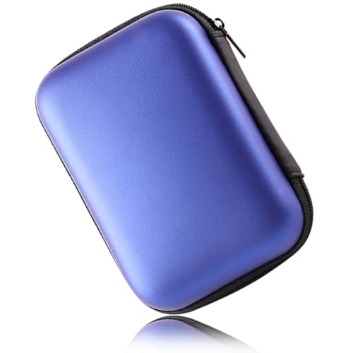 Hard Drive Carrying Case Storage Organizer Bag Multi-Purpose Universal Carry Pouch Compatible with Western Digital WD Elements Seagate, 2.5’’ EVA Shockproof Travel Case (Blue)