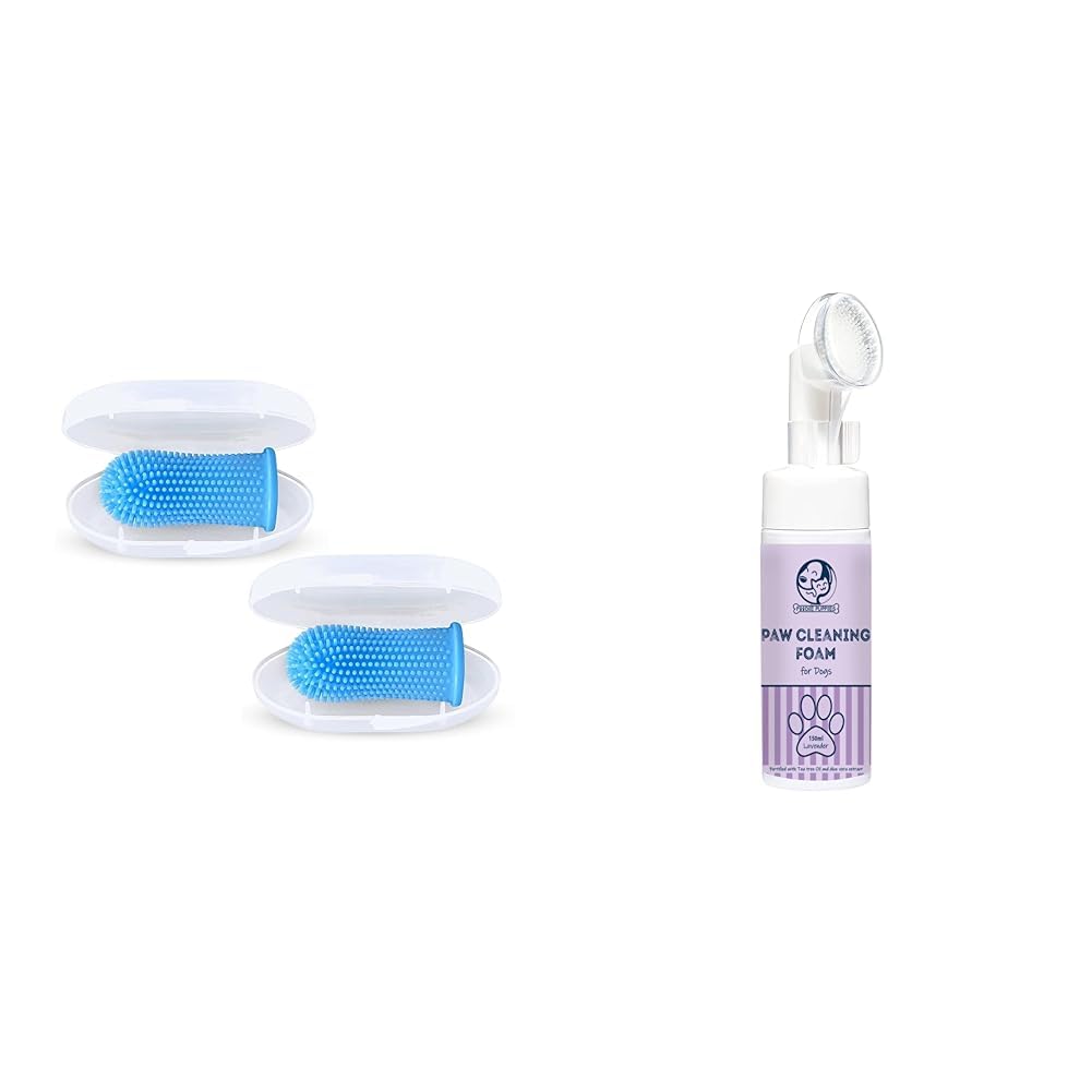 Foodie Puppies Natural Soft Silicone Finger Toothbrush for Dogs (Pack of 2) & Foodie Puppies Dog Paw Cleaning Foam with Silicone Brush - 150ml(Lavender) (B0CRVVNPRX) Amazon Price History, Amazon Price Tracker