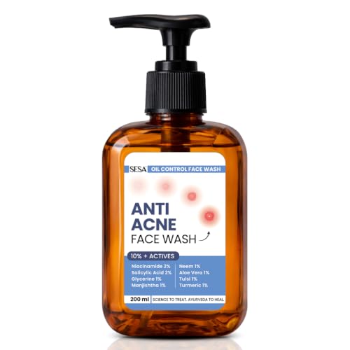 Image of SESA VEDSCIENCE 2% Salicylic Acid, 2% NiacinamideOil Control Face Wash, 200 ml | 10%+ Actives with Neem, Aloe Vera & Tulsi | Helps Control Excess Oil, Cleanse Pores & Reduce Breakouts | For Brighter & Clear Skin