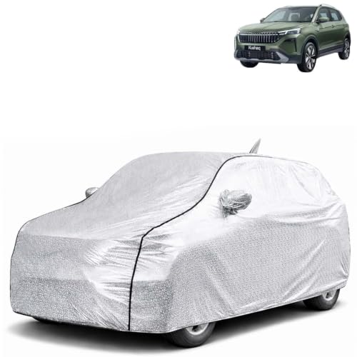 Image of KINGSWAY SilverTech 100% Waterproof Car Cover Only with Skoda Kushaq (Year 2026 Onwards - All Model) | Mirror and Antenna Pockets | Scratchproof | All Weather Car Body Cover