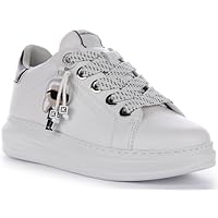 KARL LAGERFELD Kapri Nft Women's Pendant Mid Cut Low Flat Lace Wellies (White Black, UK 8)