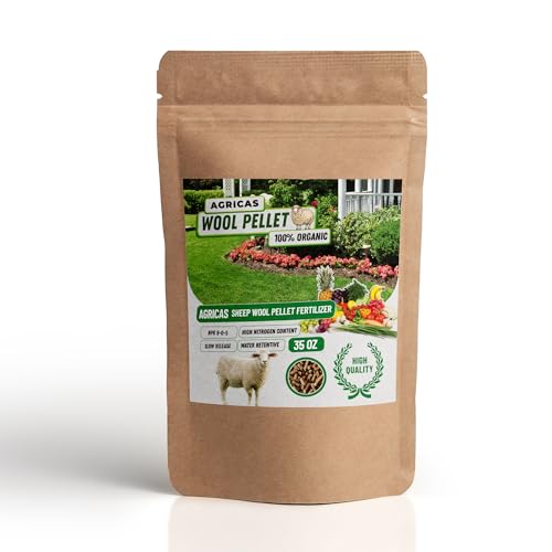 AGRICAS Wool Pellet Organic Fertilizer (2.2 lbs) Made of Sheep Wool Water Holding Enhances Soil Health Ideal for Fruits Vegetables Flowers Indoor and Outdoor Plants - 1 Pack