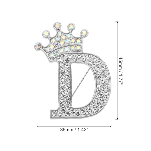 Image of PATIKIL Letter Brooch Pins, Crown Initial Rhinestone Alphabet Letter Lapel Badges Pin for Women Suits