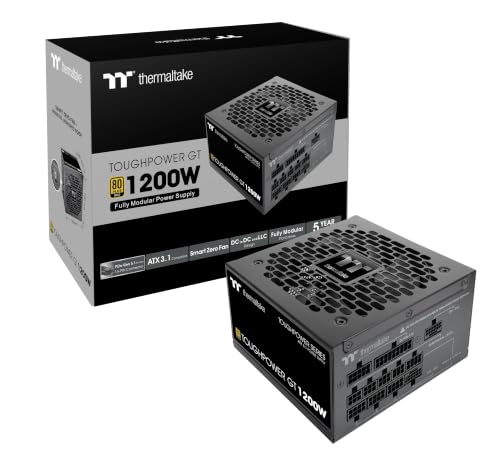 Thermaltake Toughpower GT 1200W | ATX 3.1 | Connecteur PCIe 5.1 12V 2x6 | Fonction Smart Zero Ultra-silencieuse | Câbles à Profil Bas | Certification 80+ Gold | Modulaire