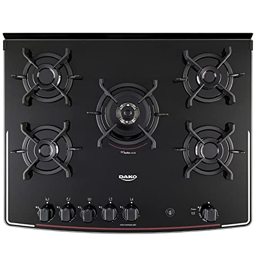 Fogão 5 Bocas Dako Supreme Glass Com Chama Tripla Bivolt acendimento automático - Preto