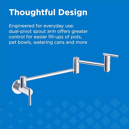 Gerber Parma Wall Mount Pot Filler Faucet, Kitchen Stove Pot Filler with 22" Articulating Spout, Dual Shut Off Valves, 2.2 GPM, Brass Construction, Wall Mounted Faucet in Chrome by Gerber - Image 3