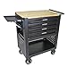 LULUINSHINE 4 Drawers Multifunctional Tool CART with Wheels and Wooden TOP (Black + Metal)