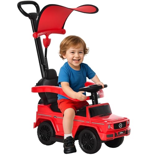 HOMCOM Macchina a Spinta per Bambini 12-36 Mesi con Licenza Mercedes-Benz G350, Giocattolo Macchina Cavalcabile con Tettuccio e Maniglia di Spinta, 85.5x40.5x95 cm, Rosso