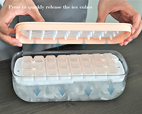 Ice Cube Trays For Freezer, Food-Grade Silicone Ice Cube Tray With Lid And Storage Bin, Bpa Free, Easy-Release 48 Small Ice Cubes Maker Mold, For Cocktail, Whiskey, Coffee (Pink) #TOP3