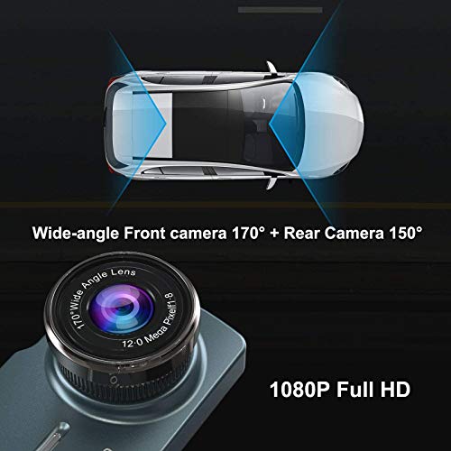 Dash Cam Front and Rear Car Camera 1080P 3.2" Dashboard Camera with 32GB SD Card, 170°Wide Angle, Night Vision Dashcam for Cars, Driving Recorder with G-Sensor, Loop Recording