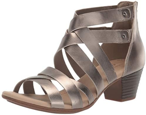 Clarks Womens Valarie Dream Heeled Sandal Pewter Leather 80 W