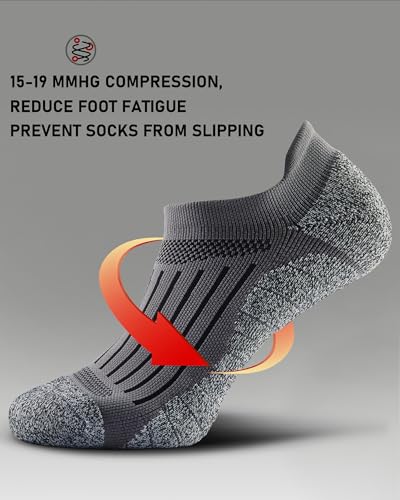 Men's No Show Compression Athletic Socks, Cushioned for Running Hiking4