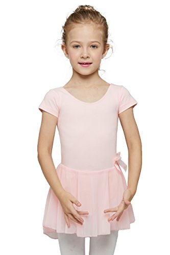 MdnMd Pink Girls Toddler Leotard Ballet Dance Skirted Dress Outfit