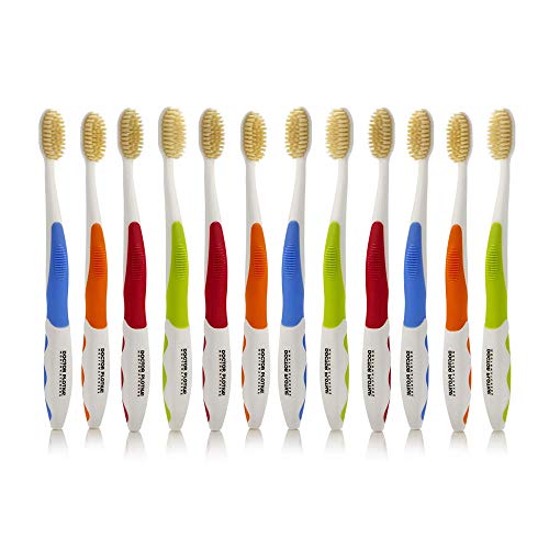 Antimicrobial Floss Bristle Silver Toothbrush, Adult, 12 Pack