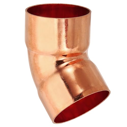 PATIKIL 2 1/8 ID 1,5mm Spessore Raccordo Saldatura Gomito Rame, 1pz 99,9% Puro Raccordo Compressione Rame Connettore a Tubo a Raggio Corto 45 Gradi con Connessione a Saldare a Caldo