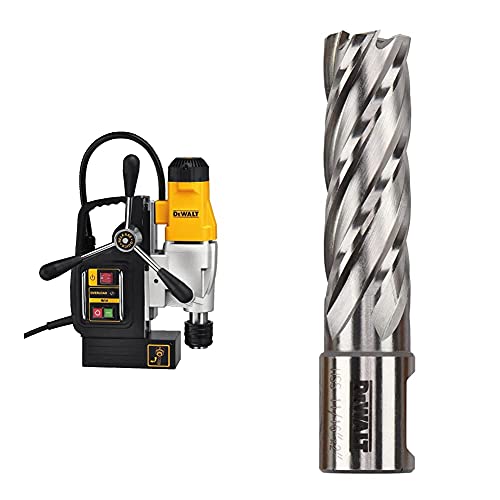 Image of DEWALT Drill Press, 2-Speed, Magnetic, 2-Inch with 11/16" X 2" HSS ANNULAR CUTTER 3/4" WELDON (DWE1622K & DWAC02011)