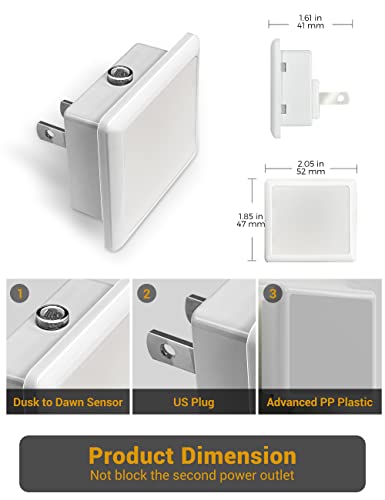 Jandcase C-GY00502-2 Night Lights Plug Into Wall 2 Pack, Plug In Night Light With Dusk-To-Dawn Light Sensor, 3000K Soft White 0.3W, Led Nightlight For Bathroom thumb #5