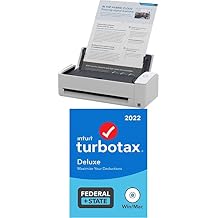 Fujitsu ScanSnap iX1300 باللون الأبيض مع برنامج الضرائب TurboTax 2022 ، الإقرار الضريبي الفيدرالي والولائي ، [قرص PC / MAC]