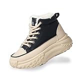 Chouiss Platform Winter Shoes for Women,Warm Casual Sneakers,Lightweight Classic Snows Shoes Black 7