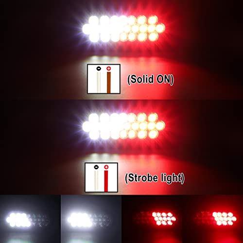 Partsam 2 Pcs 6.5 Inch Oval Red/White Strobe Lights 24Led Brake Stop Lights Recessed With Quad Flash Patterns For Truck Towing Trailer Lights Rubber Grommets 3-Prong Wire Pigtails Ip67 Waterproof #TOP1