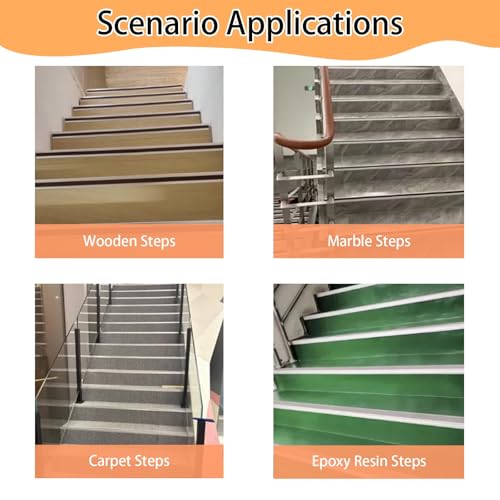 Borde de escalera de aluminio verde impermeable de 5,4 cm protector de peldaños de 90 cm 8