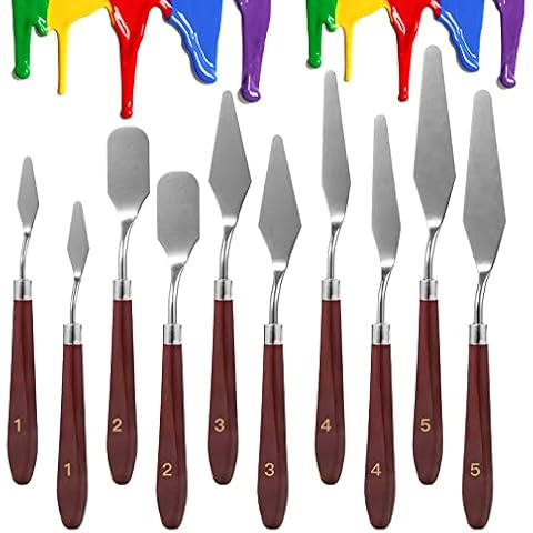 10PCS Palette Knife, Stainless Steel Painting Knife Set, Flexible Spatula Pallet Knife, Metal Artist Knives, Oil Painting Accessories Color Mixing Scraper for Oil, Canvas, Acrylic Painting By CUALORK Cover