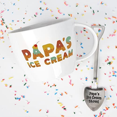 Josephine on Caffeine Gifts for Papa – Papa’s Ice Cream Bowl and Engraved Spoon Papa’s Ice Cream Shovel – Ideal Father’s Day Gift, Christmas Gift or Birthday Gift (Papa)
