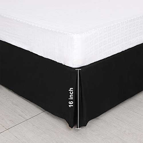 PiccoCasa Pleated Bed Skirt Classic Tailored Styling Dust Ruffled Durable Brushed Solid Hotel Quality, 16 Inch Drop Black King by PiccoCasa - Image 4