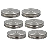 Luxshiny 6 Stück Mehrzweck Glasdeckel aus Edelstahl mit Silikondichtung Auslaufsichere Einmachdeckel für Einmachgläser Zuhause Leicht und Einfach zu Reinigen