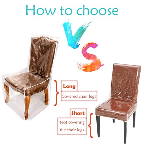 Aynineng YZT-FT Plastic Chair Covers For Dining Room With Backrests, Waterproof Clear Pvc Kitchen Chair Slipcovers Protectors Soft Thickened Full Coverage Chair Seat Covers thumb #8