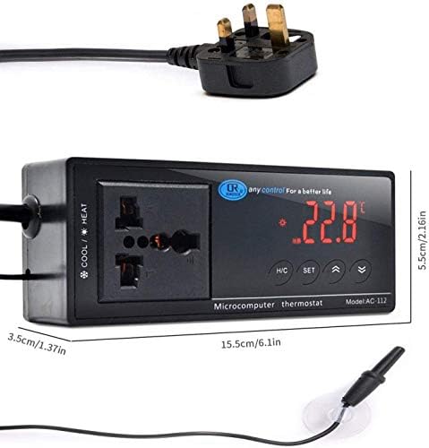 AWITHZ Reptile Thermostat, Terrarium Heaters Temperature Controller Outlet Digital LED with Suction Cup for Reptiles Aquariums Insect Heaters (1)