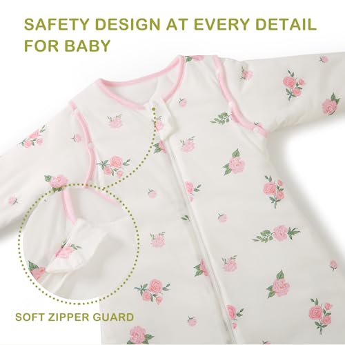 Image of Baby Sleep Sack 3.5 TOG Cotton Bloom L | 100% Cotton thick winter baby sleep sack with detachable sleeves, gentle on baby's skin, warm cozy sleep comfort for 18-36M