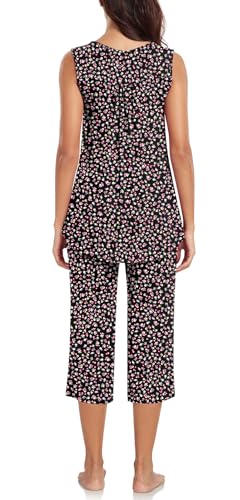 Bestbee Womens Sleeveless Pajama Sets 2 Piece Sleepwear Summer Lounge Outfits Henley Tanks Capri Pants Ladies Pjs3