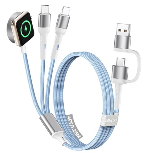 Image of Blue Travel Essentials for Apple Watch Charger,Multi Charging Cable for iPhone 17,iWatch Charger USB C Cord,Car Cruise RV Camping Essentials 2026 for iWatch Ultra /11&iPhone 16 /15, Xbox One Cables