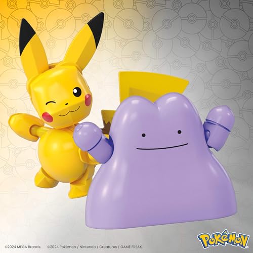 MEGA Pokémon Action Figure Building Toys Set, Poké Ball 2-Pack, Pikachu and Ditto with 42 Pieces, for Kids