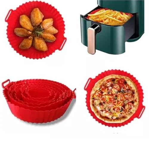Kit Com 6 Formas Reutilizável Cesta Redonda de Silicone Para Air Fryer Fritadeira Eletrica Universal