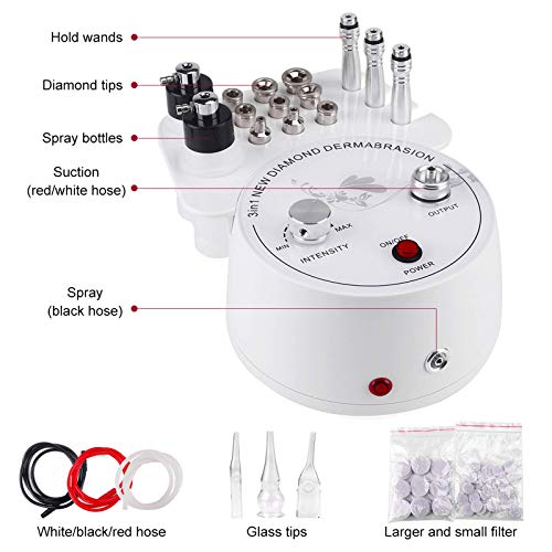 Yofuly Diamond Microdermabrasion Machine, Yofuly 3 in 1 Professional Microdermabrasion Machine with Vacuum Glass Tube and Spray Bottle for Home Use Skin Care
