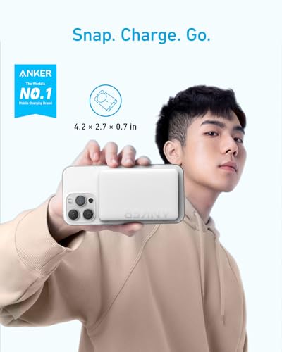 Anker Magnetic Power Bank 10,000mAh, Wireless Portable Charger, 20W Fast Charging Battery Pack with USB-C, Magsafe-Compatible with Magsafe,iPhone 15/15 Plus/15 Pro/15 Pro Max, iPhone 14/13/12 Series - Thumbnail 2