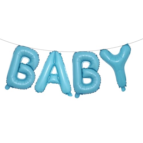 Image of 16 Inch Baby Letter Balloons Multicolor Foil Balloons BABY Balloons, 4 Pcs Foil Aluminum Balloon for kids Birthday, Baby Shower, Wedding, Gender Reveal Party Decorations (BABY Light Blue)