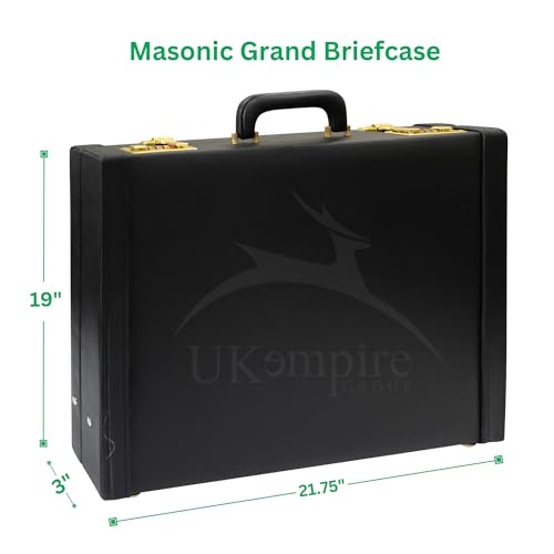Premium Masonic Regalia Grand Apron Hard Case Briefcase, Black Leather – Freemason Bags & Cases2