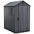 Keter Darwin 4x6 Ft All-Weather Storage Shed with Window, Built-in Ventilation, Customizable Walls, & Lockable Single Door, Graphite Grey