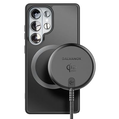 Galvanox 25W Magnetic Wireless Charger for Samsung, Qi2.2 Certified [Compatible with MagSafe] Fast-Charging 2.0 for Galaxy S26 Ultra, Fold, Plus S25S24S23, Braided 6ft USB-C Black