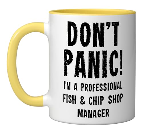 Fish & Chip Shop Manager Ceramic Mug, Yellow/White