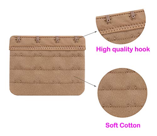 Bra Extender 4 Hooks,Soft and Comfortable Bra Strap Extender - 4 pcs Pack (Skin Color) - Thumbnail 4