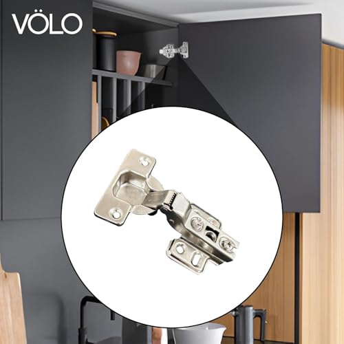 Image of VOLO 2D Normal Mild Steel Cabinet Hinges for Furniture, Wardrobes, Doors, and Storage Units | (8 Crank | Half Overlay, 10 Pieces (5 Pair))