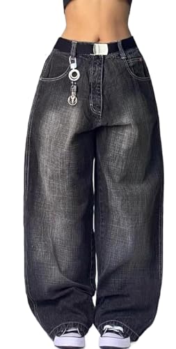 Womens Baggy Hip Hop Jeans Y2k Hip Hop Boyfriend Loose Jeans Pants
